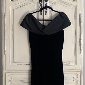 Vintage Black Velvet & Satin Jennifer Moore Cocktail Dress